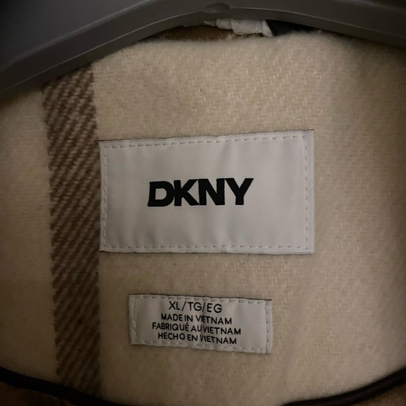DKNY Cream and Tan Plaid Coat - Picture 2 of 4